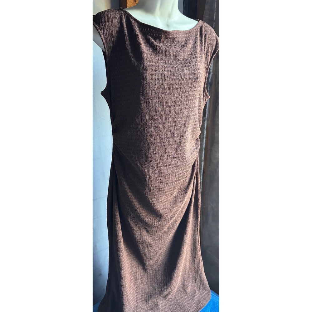 A New Day Brown Textured Sleeveless Ruched Midi Dress Large 349 02 0738